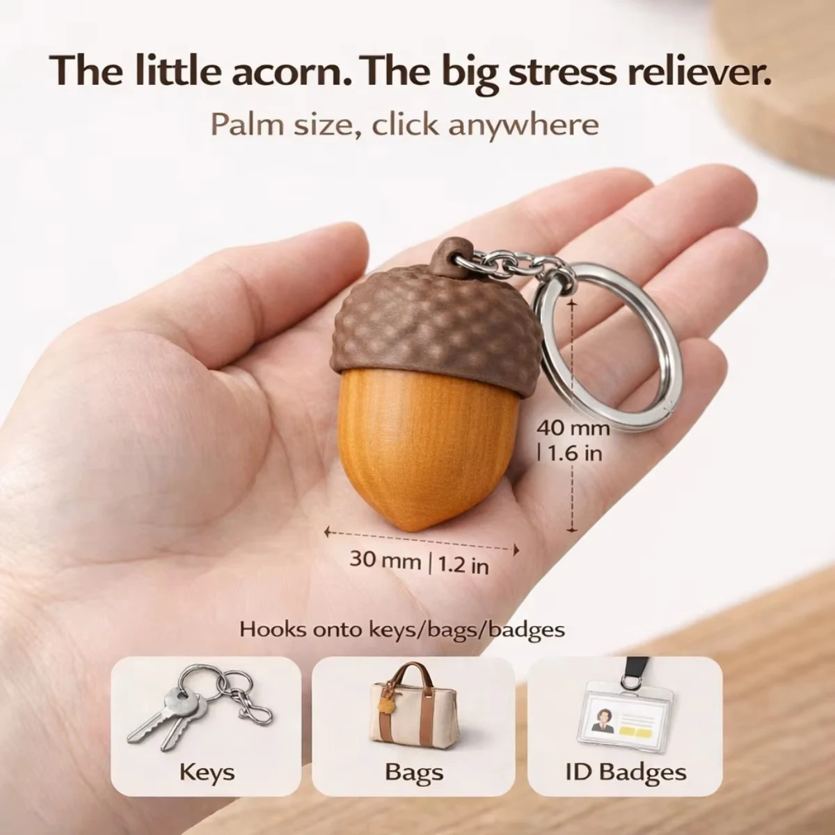 Creative Decompression Acorn Button DIY Keychain Backpack DIY Accessories Pendant Keychain Small Pendant DIY Accessories