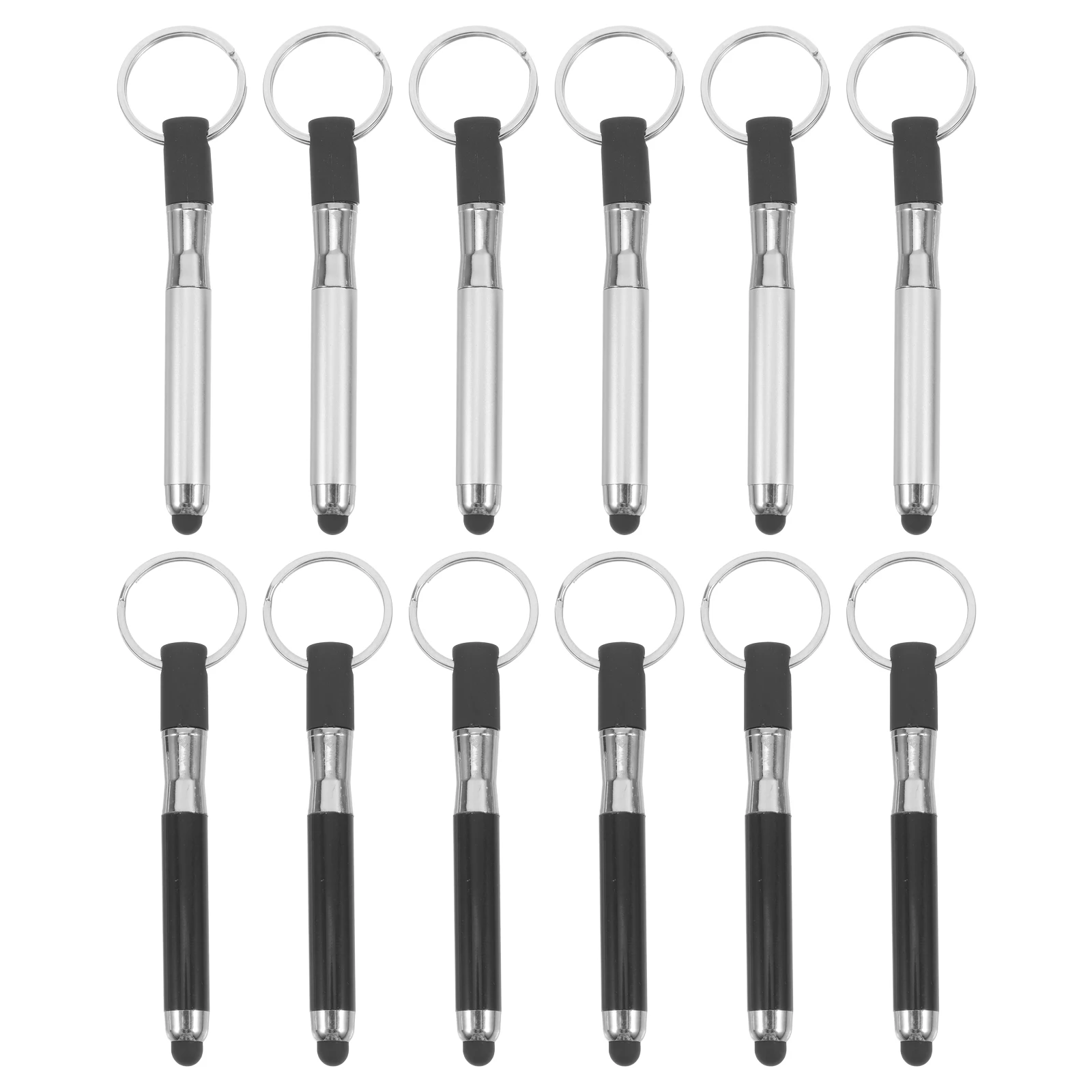 

12pc Capacitive Stylus Key Rings Hanging Pendants Touch Screen Ballpoint Pens Key Chain Portable Mini Pen Shape Key Chains Tools