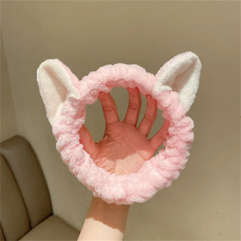 Hairband Cat Coral Plush Headband Cute Soft Hair Bow Headband Hairband Wash Face Makeup Headband Bandage Girl Accessories