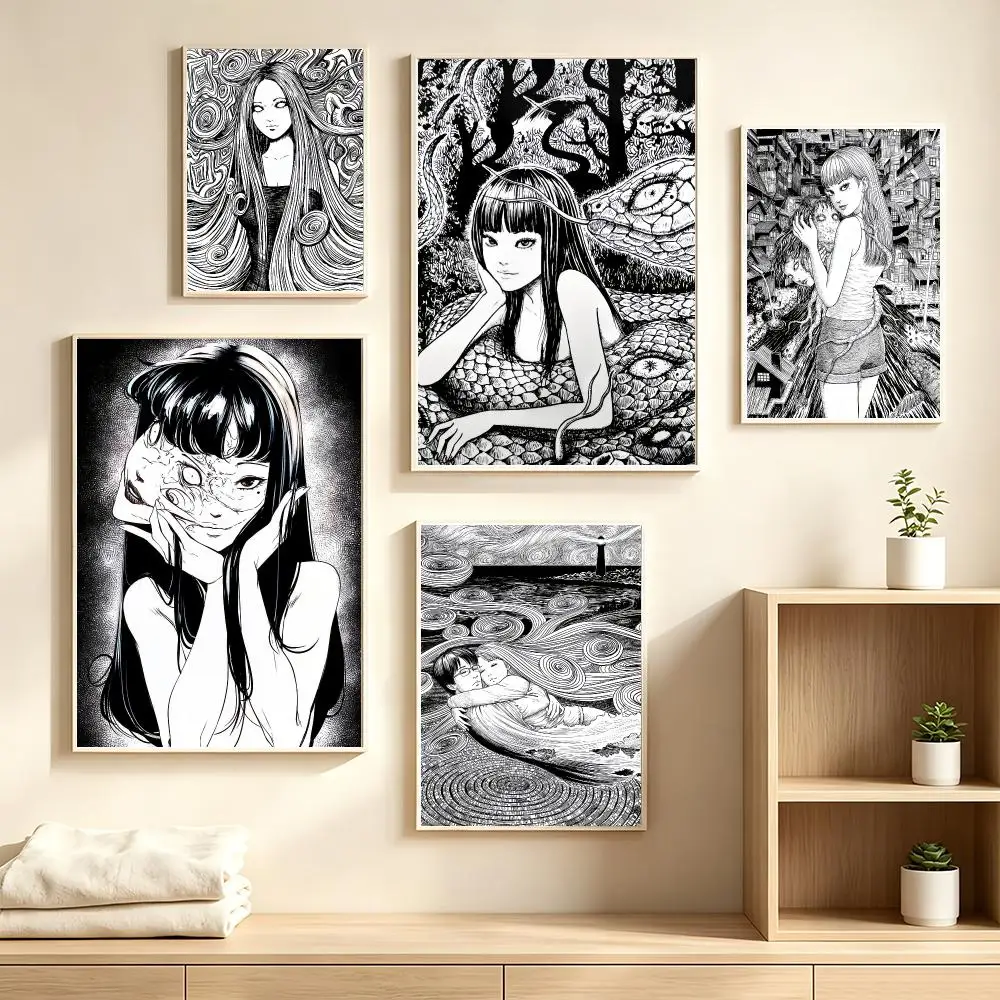 Junji Ito Anime Kawakami Tomie Poster Decorative Wall Art Mural Stickers Home Decor Gift for Living Room & Hallway