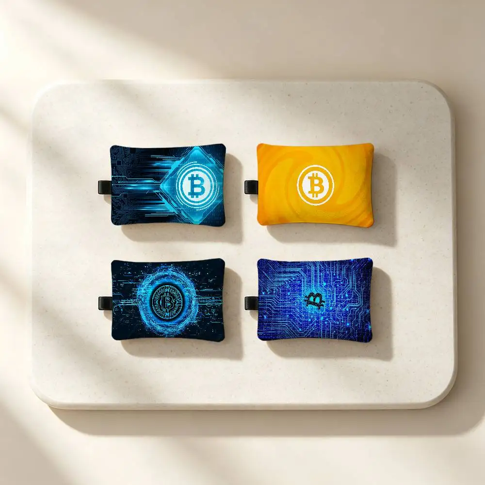 Cool B-Bitcoin Zippered Coin Purse With Detachable Carabiner – Mini Coin And Key Pouch