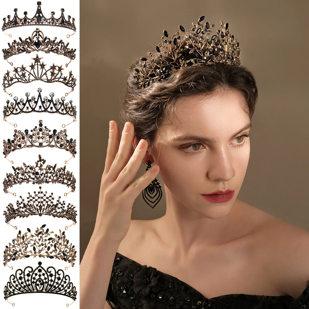 Vintage Baroque Headbands  Crystal Tiaras Crowns Bride  Headpieces Halloween Wedding Party Hair Jewelry Rhinestone Crown