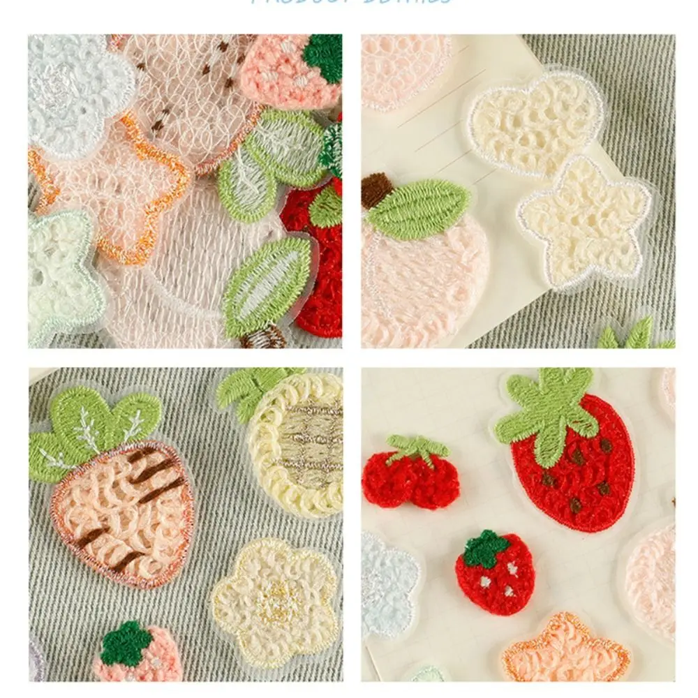 Sew-on Embroidery Patch Special-shaped Clothing Badge Accessories Clothing Patches Heart Strawberry Embroidered Fabric Patch