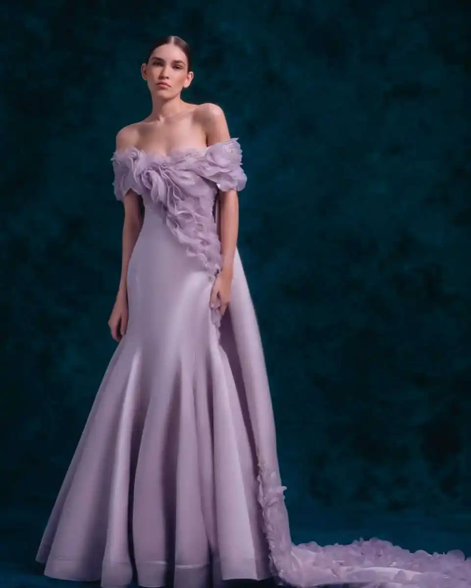 Exquisite Mermaid Evening Dresses Strapless 3D-Appliques Flowers Party Prom Dress Fit Size Elegant Wedding Dress Customized