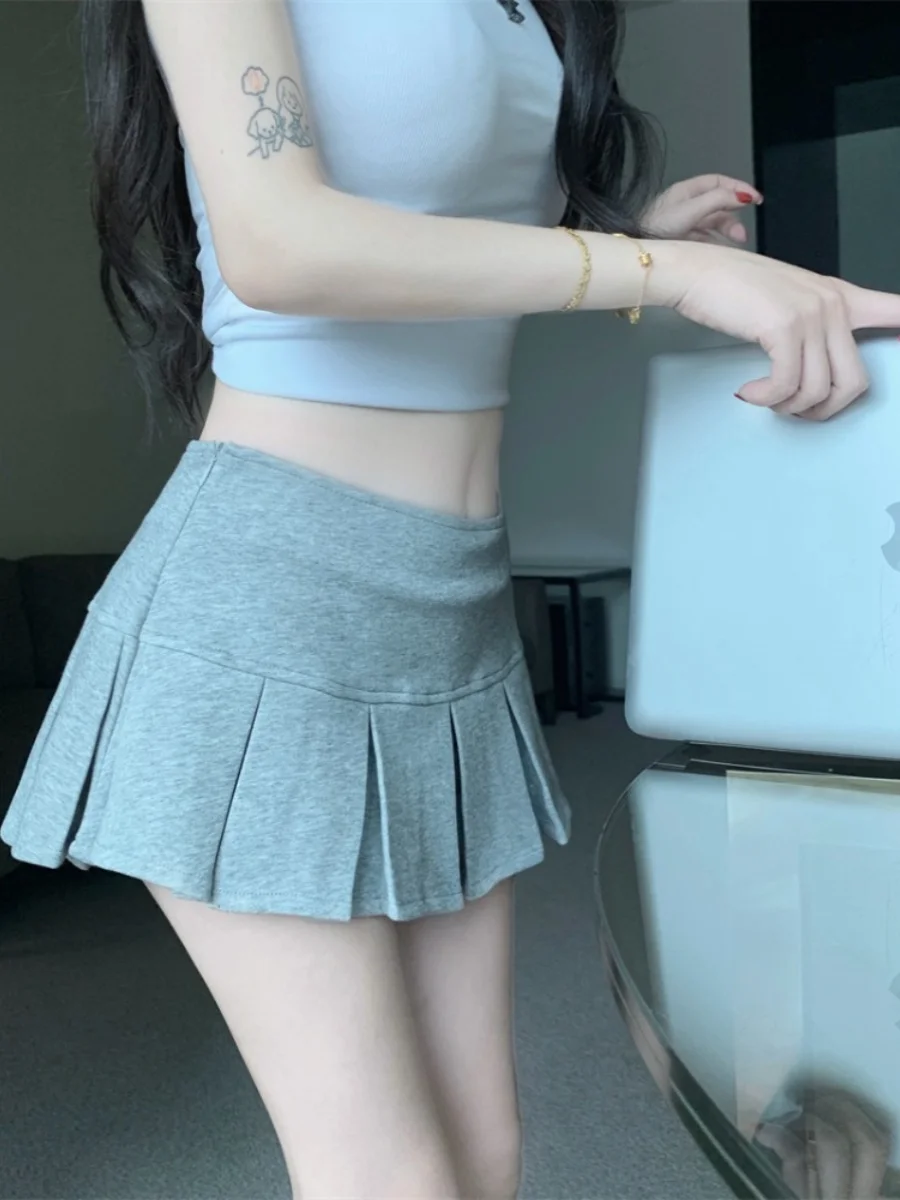 Sexy American Low Waist Ultra Short Skirt Women's Summer 2026 New A-Line Skirt Anti-Light Sport Pure Desire Pleated Skirt