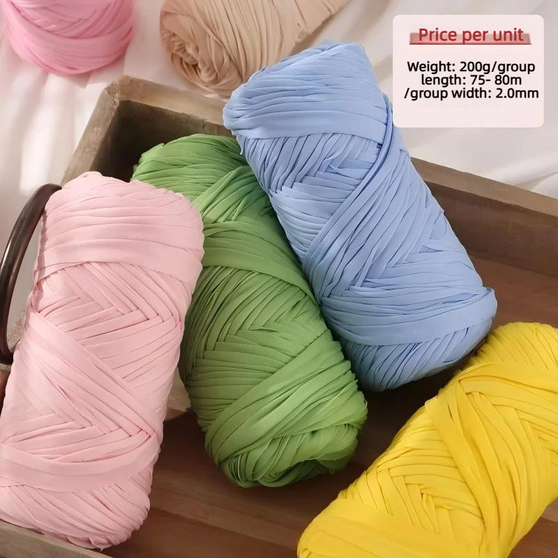 2*200g High-Elasticity Soft Fabric Thread for Baby Cradle Hand-Woven Hook Shoe Seat Cushion Bag Making - Durable Craft Thread