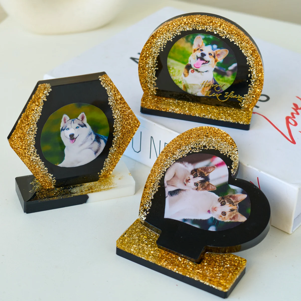 Photo Display Frame Silicone Mold DIY Handmade Heart Round Hexagonal Crystal Epoxy Resin Craft Casting Molds Home Decor Art Gift