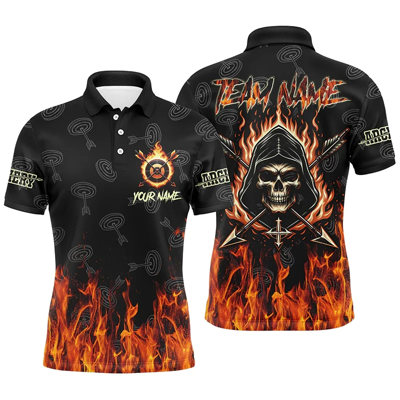 Fashion Archery Graphic Polo Shirts For Men Trend Summer Custom Name DIY Team Name Sports Tops Loose Breathable Team Uniforms