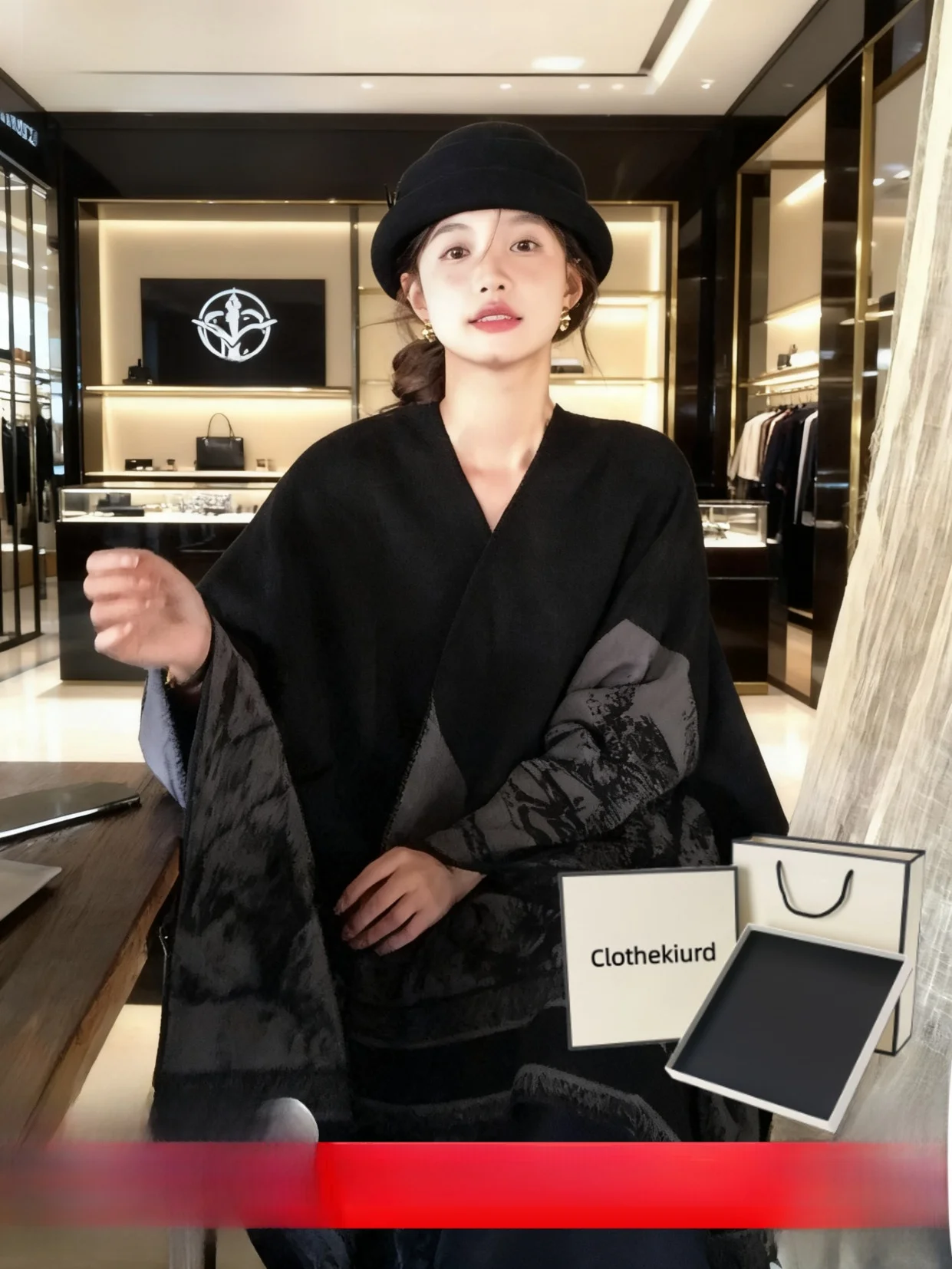 women's-faionable-camere-awl-v-ne-slit-wrap-versatile-scarf-outerwear-warmth-autumn-winter-seasonal-geometric-pattern