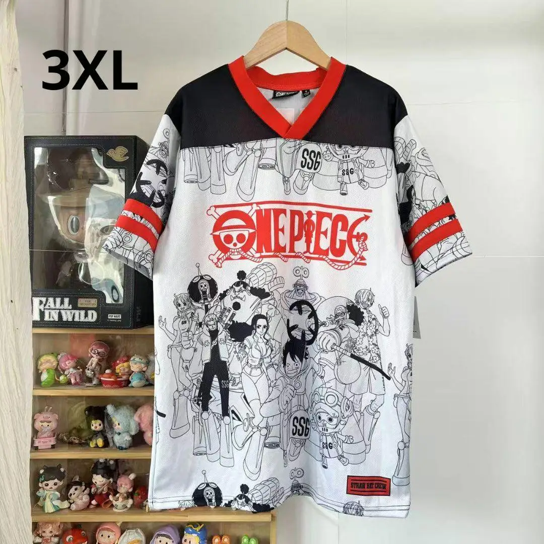One Piece Straw Hat Pirates All Characters 10 Jersey T-shirt Men's Anime Manga Panel Graphic Streetwear Tee Casual Hip Hop Top