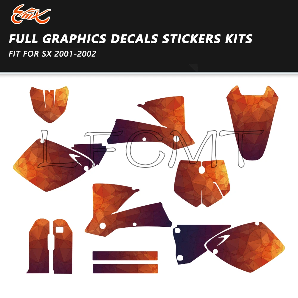 

Thickened Motorcycle Graphics Decals Sticker 29mil 31mil 35mil Fit for KTM 125 250 380 400 450 520 SX 2001 2002