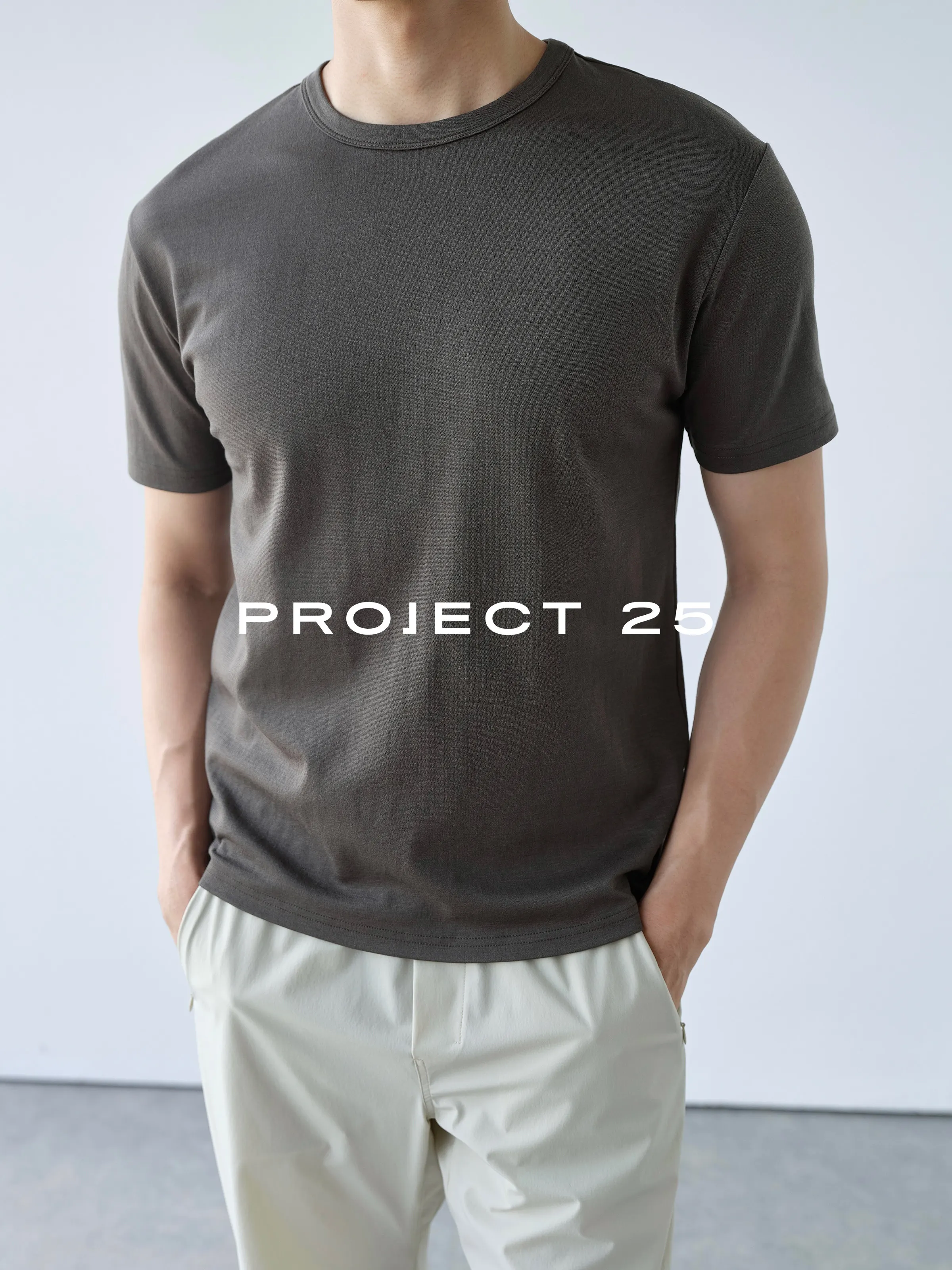 PROJECT 25 Mens Slim Fit T-Shirt Triacetate Tencel Blend Light Dry Wrinkle Resistant Machine Washable