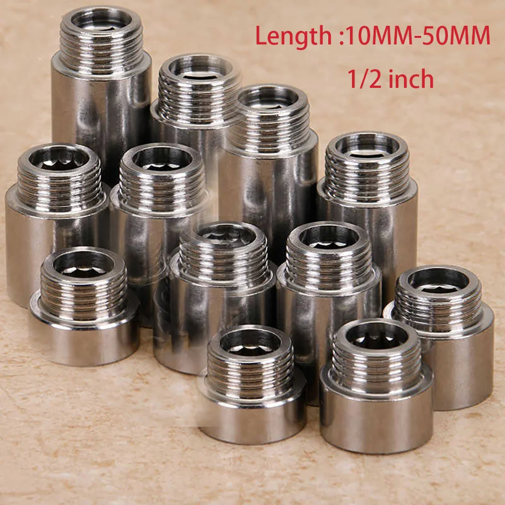 

10-50mm Stainless Steel 1/2" hexagonal Extension Joint Internal/external Thread Fittings Adapter Joint Thickened Thread Fittings