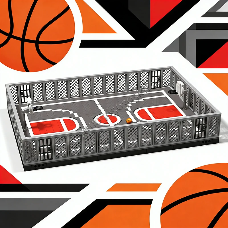 575 pièces de blocs de construction modulaires personnalisables MILS MOC, thème terrain de basketball urbain, briques populaires, jouet de bricolage pour enfants, cadeaux de vacances pour garçons