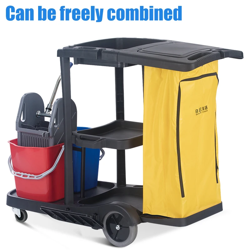 Multifunctional Restaurant Attendant Cleaning Cart Cleaning Service Cart for Hotel  Housekeeping Trolley