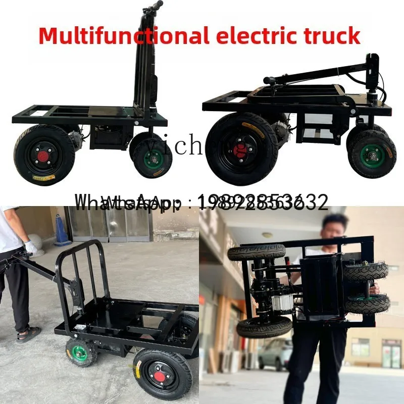 شاحنة مسطحة تعمل بالدفع اليدوي A1 لسحب بلاط الأسمنت، شاحنة قابلة للطي خاصة في موقع البناء لسحب البضائع بأربع عجلات #3