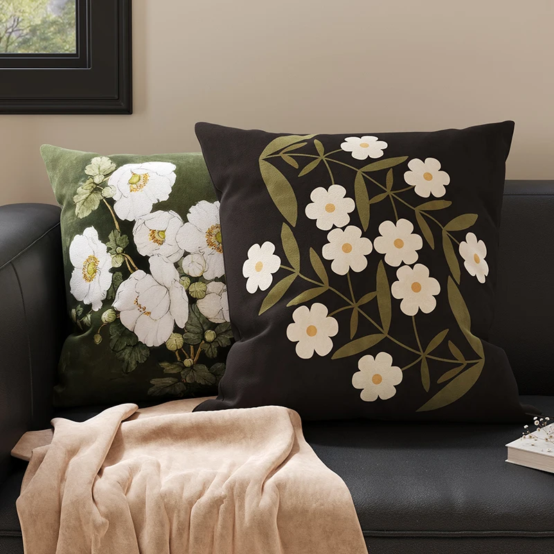 Retro Luxury Pillow Living Room Sofa Backrest Pad Detachable Washable Decorative Pillow High-End Feeling Bedroom Headboard Pi...