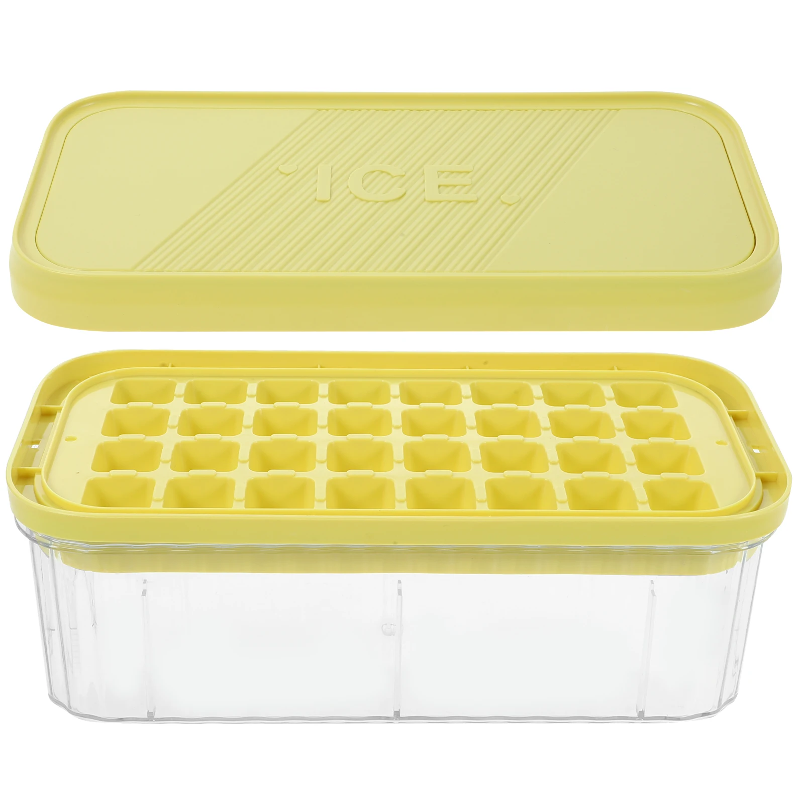 

Square Ice Cube Mold Plastic Large Capacity Soft Bottom Easy Release Lemon Yellow Reusable Tray Home Party Drink