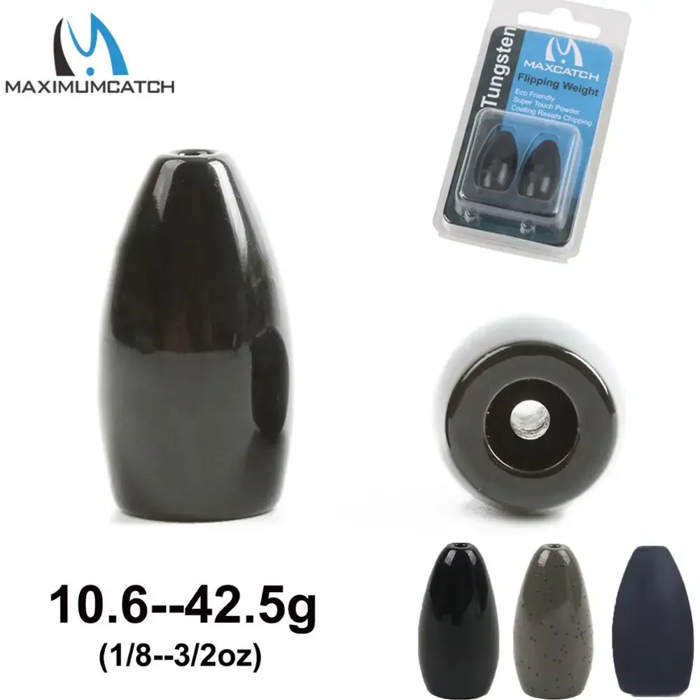 Maximumcatch Tungsten Bullet Weight Fishing Sinker Flipping Texas Rig Bass Lure Weight Worm Soft Plastic Fishing Tackle