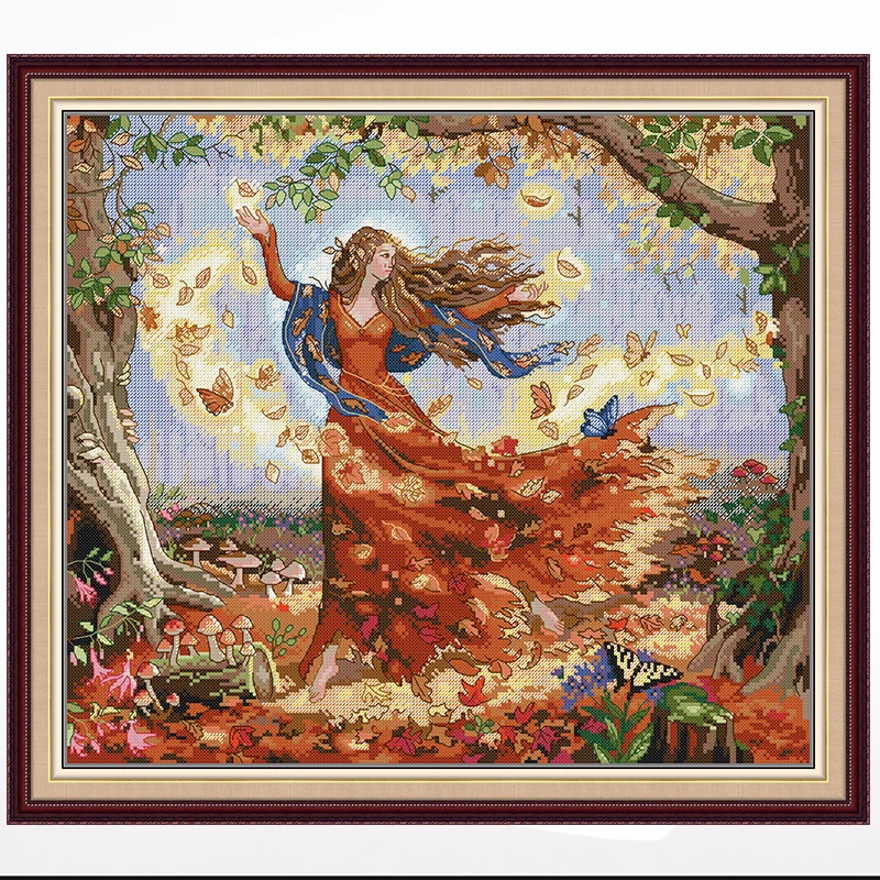 

Butterfly fairy cross-embroidered drawing in living room, 11CT/14CT hand-embroidered