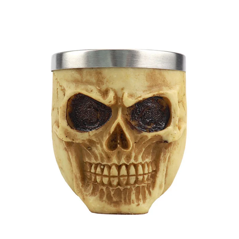 Resin Skull Head Shaving Soap Bowl with Stainless Steel Liner, Shave Cream Cup Cleaning Mug, Barber Shop Decoration