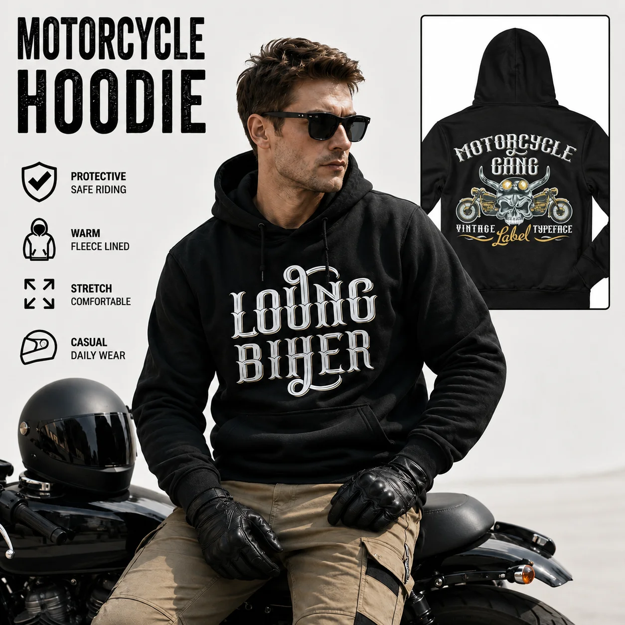 Motorcycle Gear Hoodie - LOONG BIKER Men Women Motorcycle Hoodie