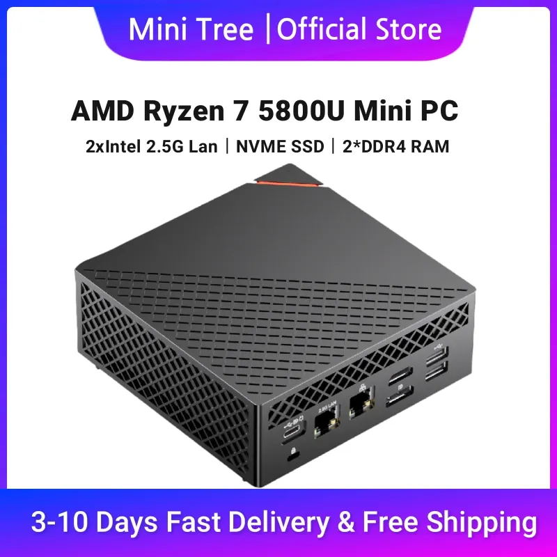 AMD Ryzen 4500U Micro Gaming Mini PC DDR4 M.2 NVME Win 11 Gamer Desktop Computer Dual 2.5G 4K Triple Display HD DP WiFi6 BT5.2