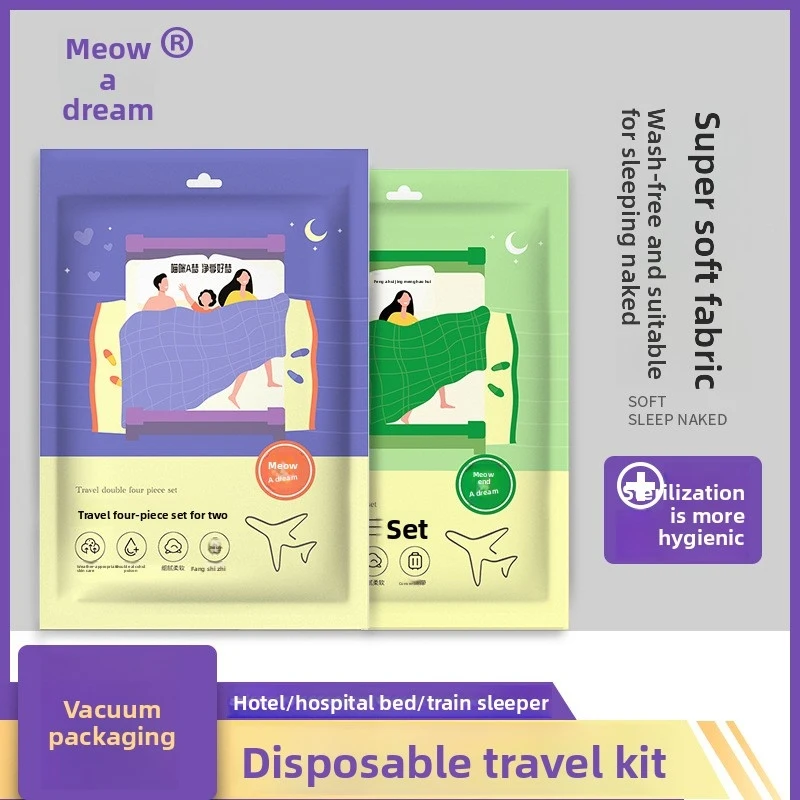 Travel disposable bed sheets, duvet covers, pillowcases, anti-dirt travel four-piece set, hotel and homestay supplies, portable