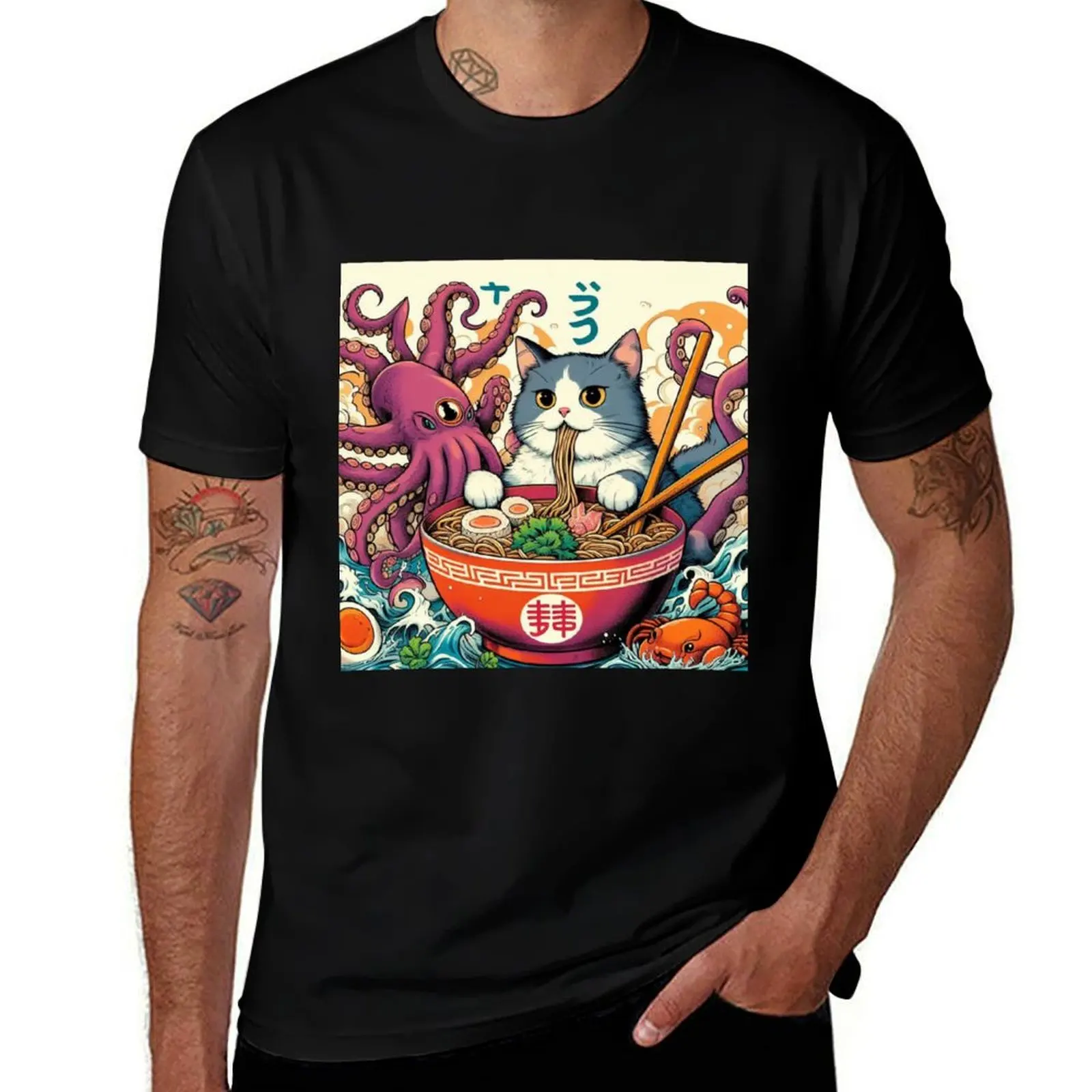 Cat ramen T-Shirt Modern Style Print T-Shirt