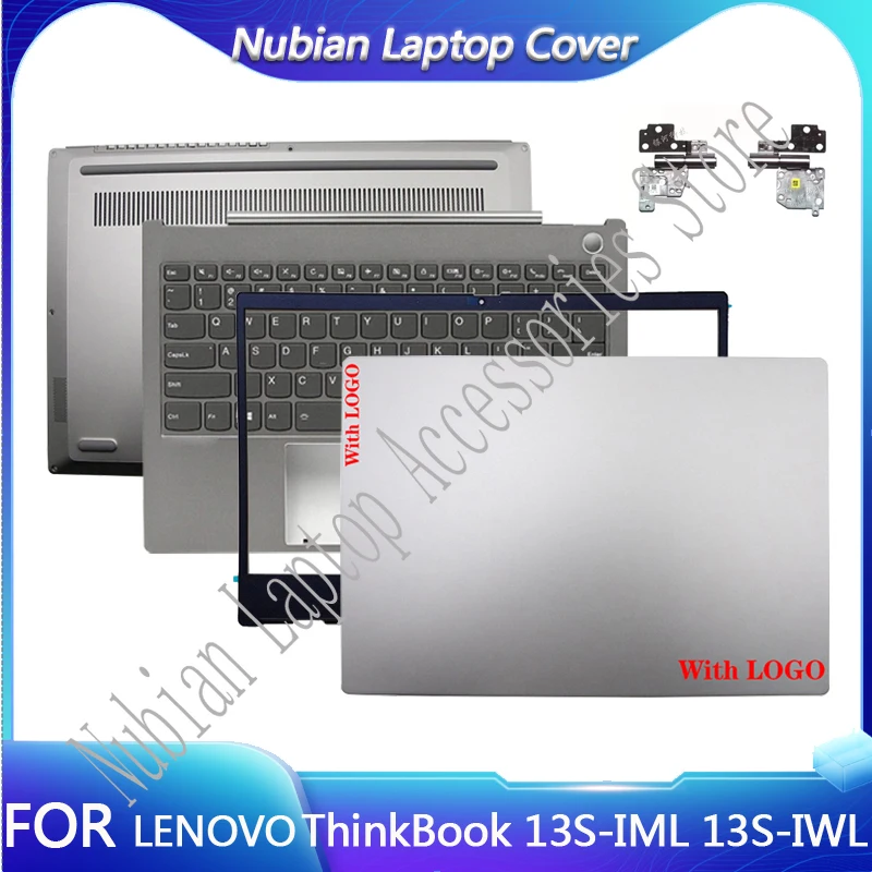 Laptop LCD Back Cover, moldura frontal, Palmrest Keyboard, caso inferior para Lenovo ThinkBook 13S, 13S-IML, 13S-IWL, prata Laptops Case, Novo