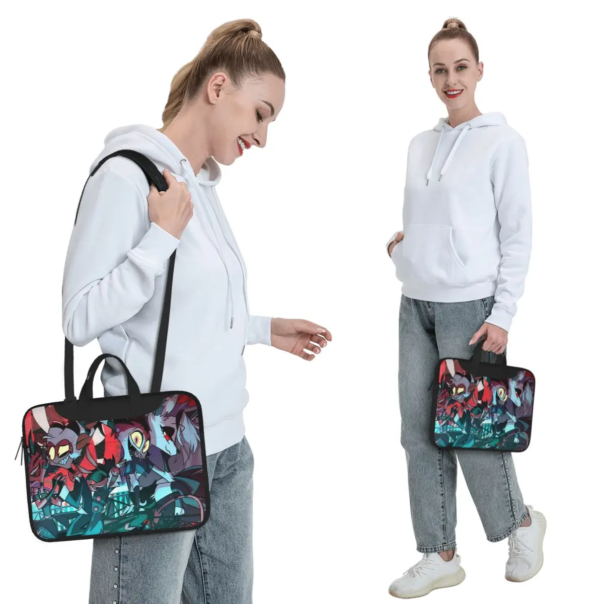 Loona Collage Helluva Boss Anime Crossbody Laptop Bag Case Computer Bag 13 14 15.6 Inch Notebook Pouch for Macbook Pro Lenovo