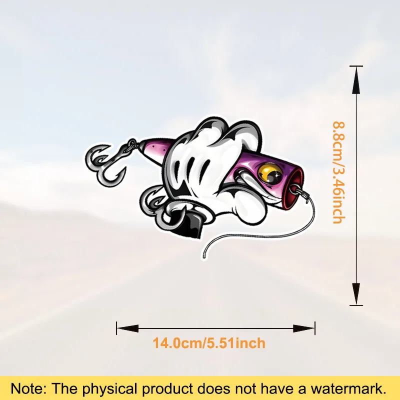 1pc Waterproof PVC Fishing Lure Stickers, Cartoon Fish Design, Durable Decals for Tackle Box, Car, Motorcycle, Bike & Laptop