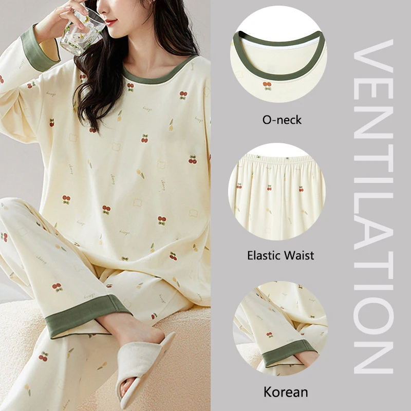 2 قطعة/المجموعة المرأة منامة Homewear الخريف والشتاء طويلة الأكمام السراويل الطويلة الكرتون لطيف كبير الحجم 2xl جولة الرقبة مجموعة طالب Pa #2