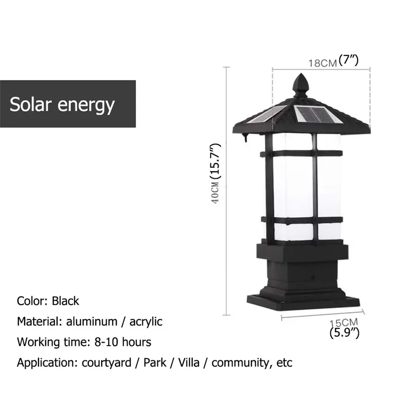 KARLOS Patio LED illuminazione a colonna Lampada da esterno moderna impermeabile solare per portico balcone cortile villa