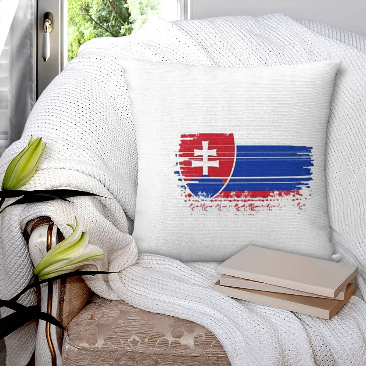 Slovakia Flag Square Pillowcase Polyester Pillow Cover Velvet Cushion Zip Decorative Comfort Throw Pillow For Home Car