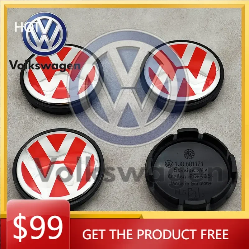 

Новые колпачки для центральных отверстий колесных дисков (4 шт., 56 мм, красные) для Volkswagen VW Golf, Jetta, Bora, Polo, Santana, Cross 2026 года