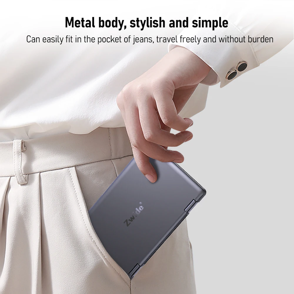Zwide Mini Laptop N8 Intel N150 Windows 11 Pro 8 "polegadas IPS 1920x1200 pixels FHD TP 16GB LPDDR5 Pocket Notebook 360 °   Flip Yoga