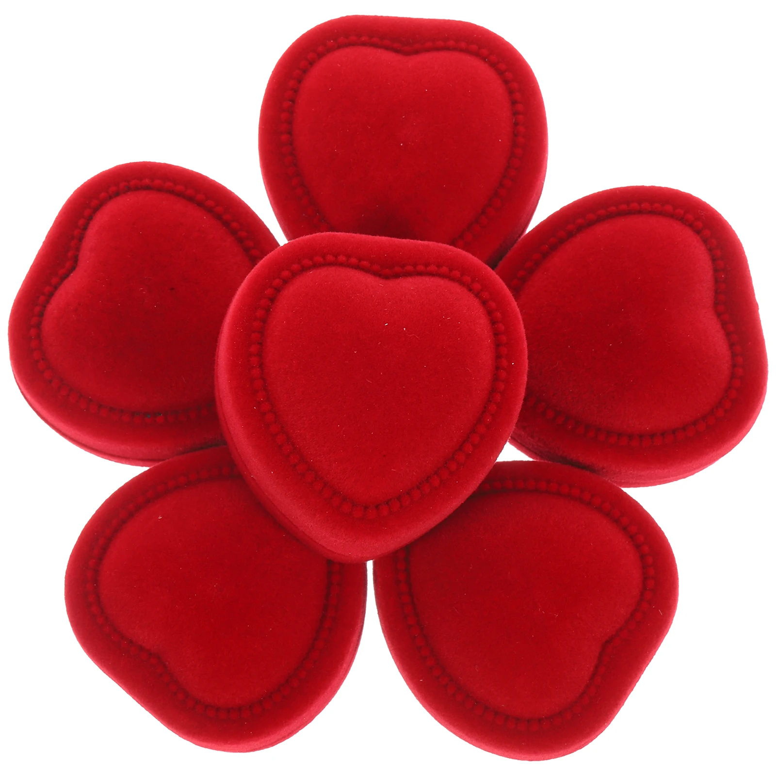 

6pcs Heart Shaped Jewelry Box Red White Lining Wedding Bride Ring Case ganizer Valentine Gift Storage Solution Durability