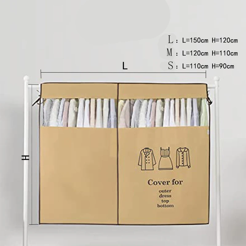 Wardrobe Clothing Dust Cover Garment Storage Bags Non-woven Fabric PVC Visible Window Jacket Hanging Organizer Dustproof Cover