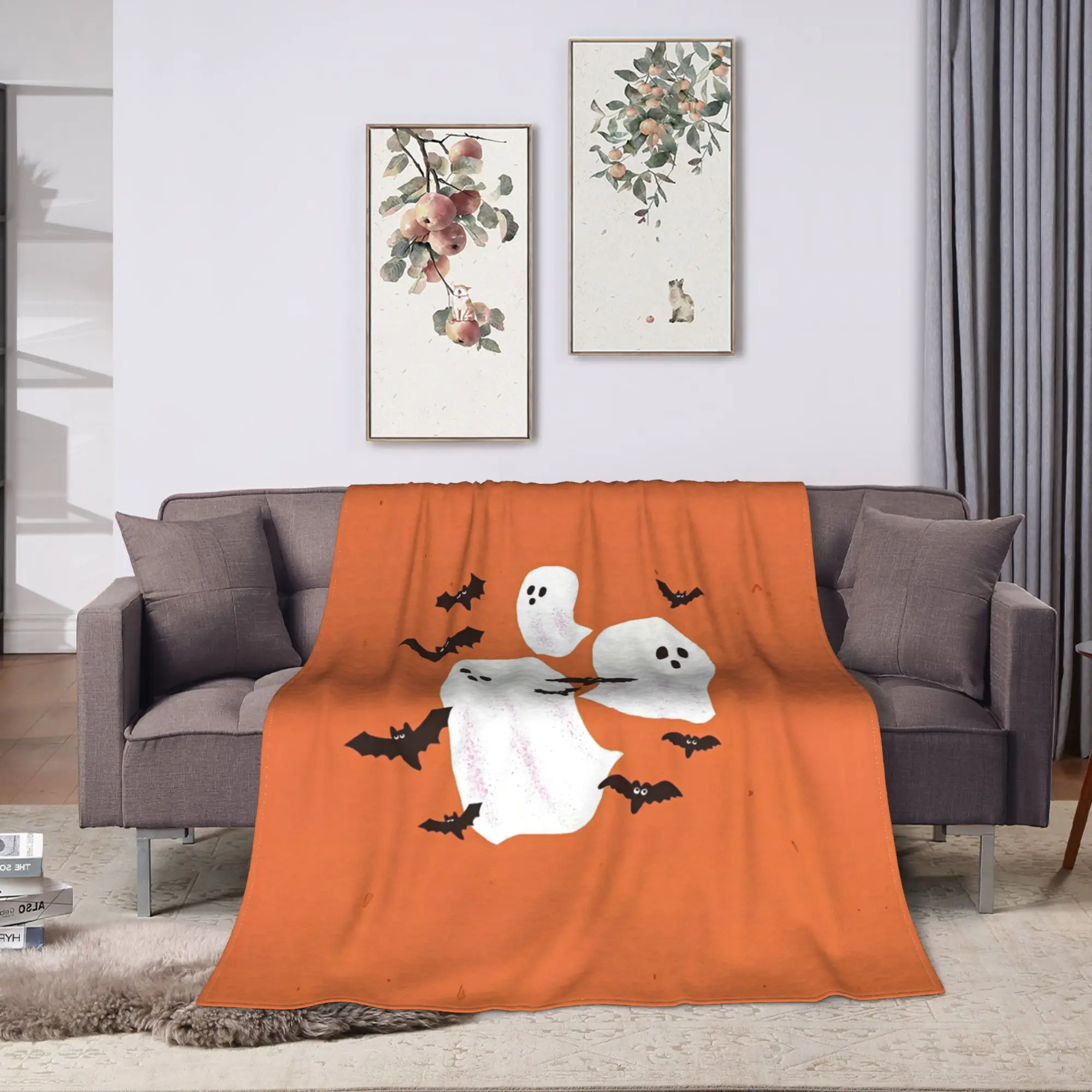 Halloween Ghost Blanket  Super Soft Novelty Plush Throw Blanket For Kids Adult Outdoor Flannel Bedspread Bed Cover