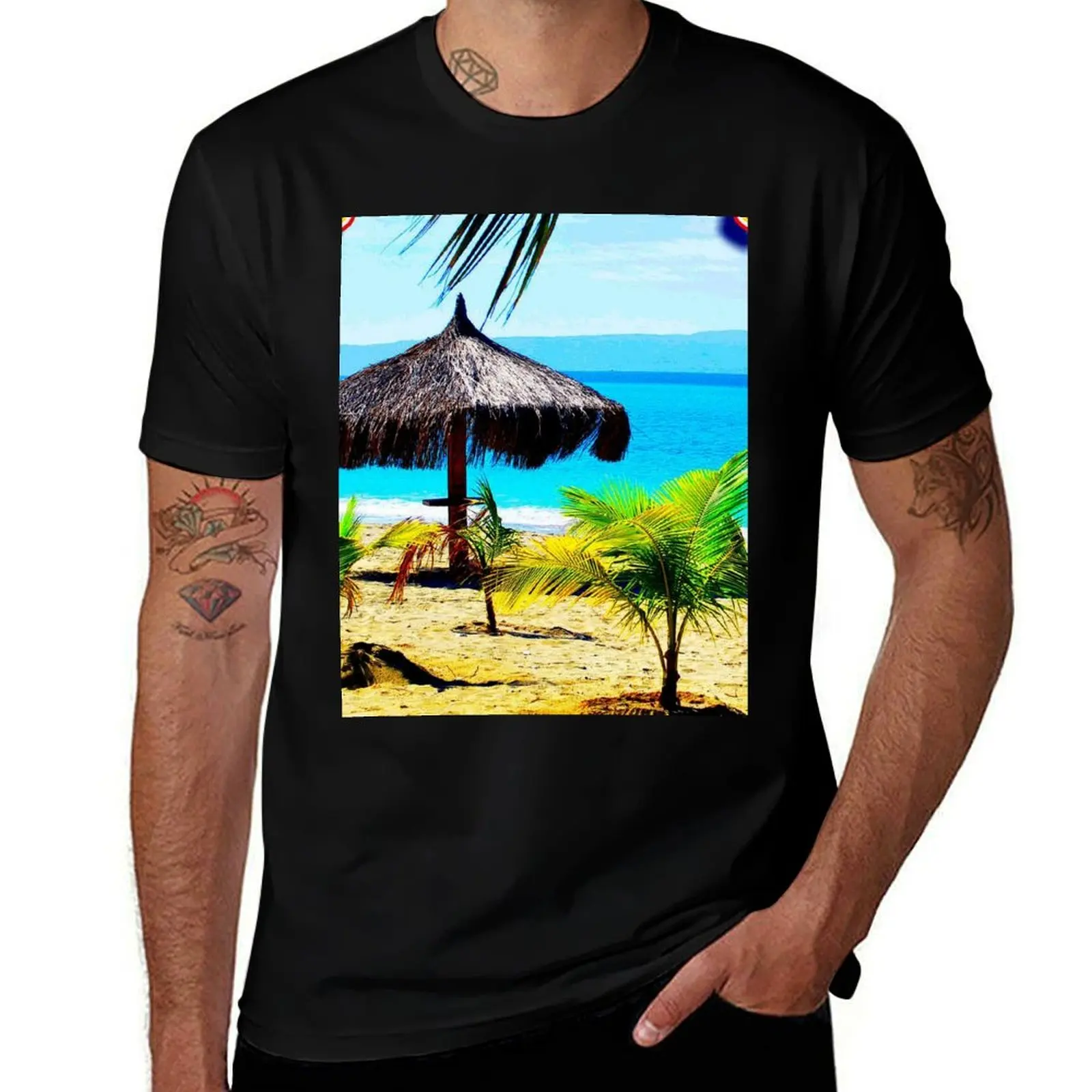 HAITI : Vintage Tourism Advertising Print T-Shirt Christmas Casual Tee Shirt