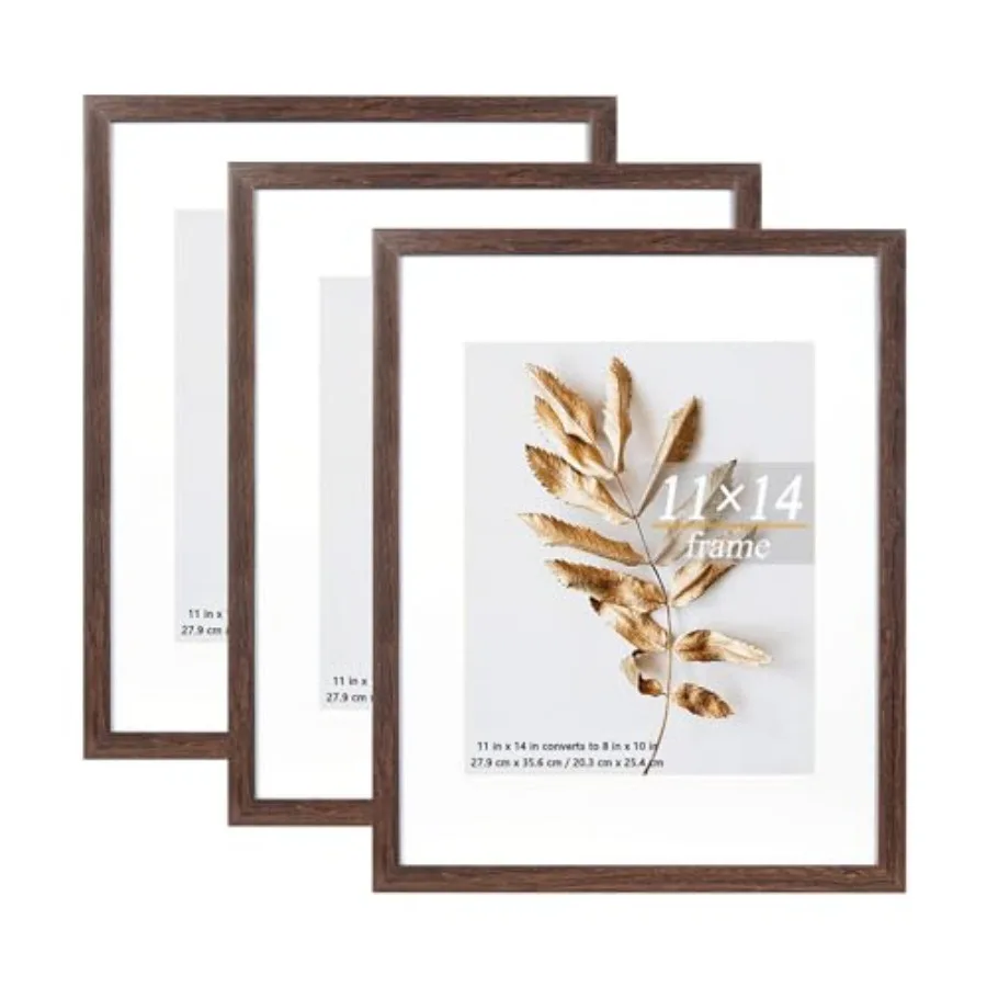 

Набор из 3-х коричневых фоторамок 11x14 дюймов для фотографий 8x10 дюймов с паспарту или 11x14 дюймов без паспарту, для размещения на стене
