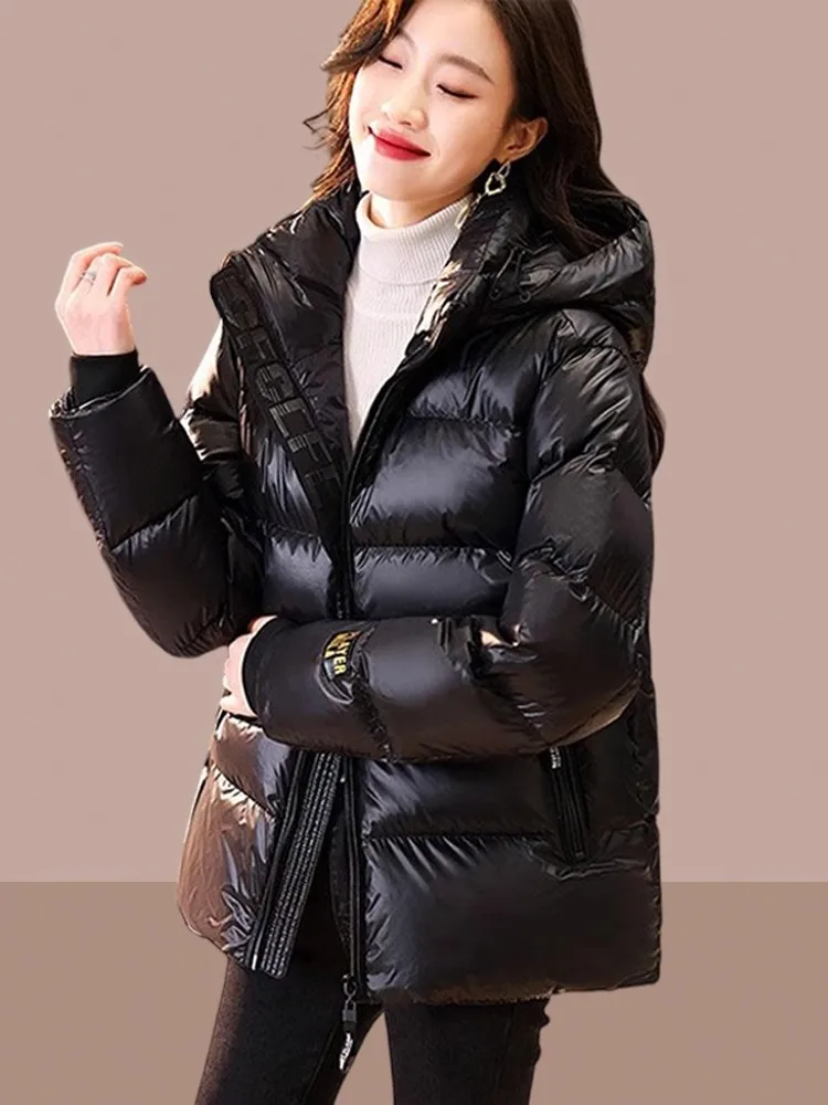 

Women's Winter Thiened Cotton Jaet Bread Sle Coat Medium Length down Filled Inner ket Korean Sle Loose Fit Coat