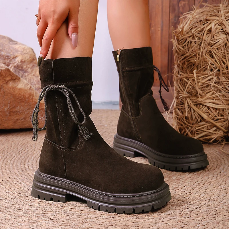 مصمم منصة الأحذية النسائية أحذية مسطحة امرأة 2025 الشتاء البريدي تشيلسي الأحذية Casaul أحذية رياضية المشي الثلوج بوتاس دي Mujer