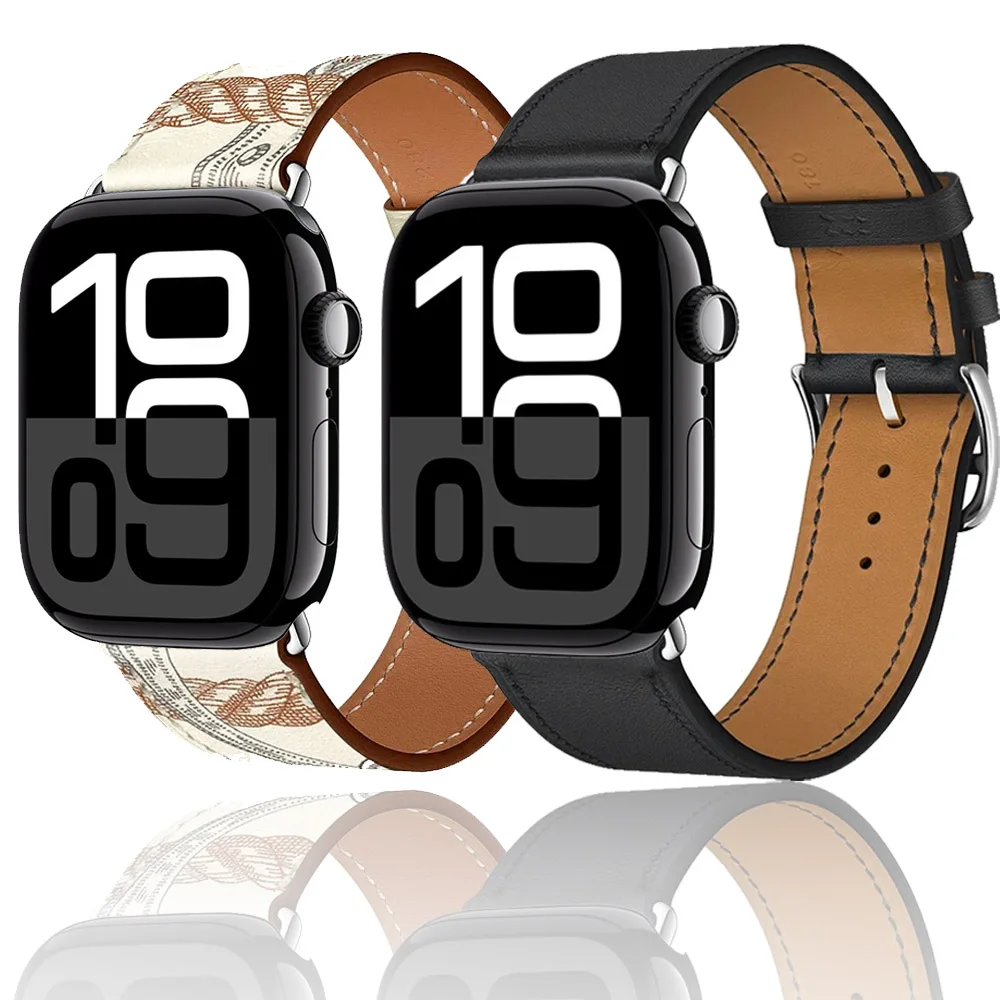 Leather Strap for Apple Watch Ultra 49mm 10 46mm 42mm 9 8 7 45mm 41mm Sports Comfortable Wristband Series 6 5 4 SE Accessories