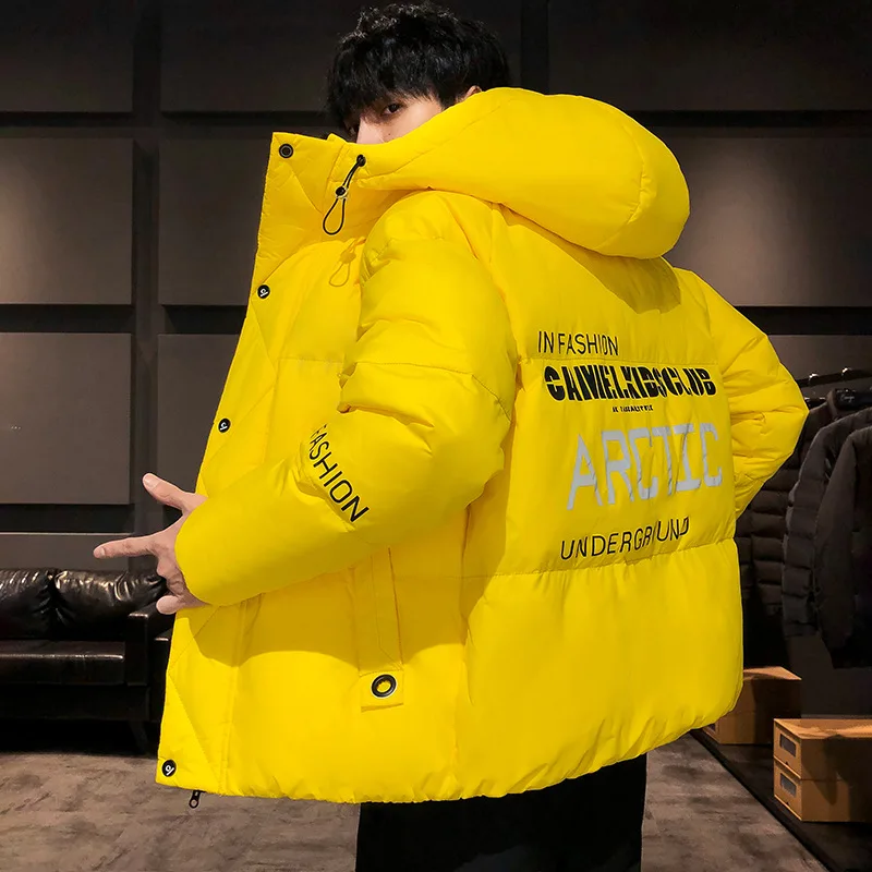 Casaco bolha colorido de Harajuku masculino, jaqueta de inverno, parka hip-hop, streetwear coreano, puffer, amarelo, roupas pretas, 2021