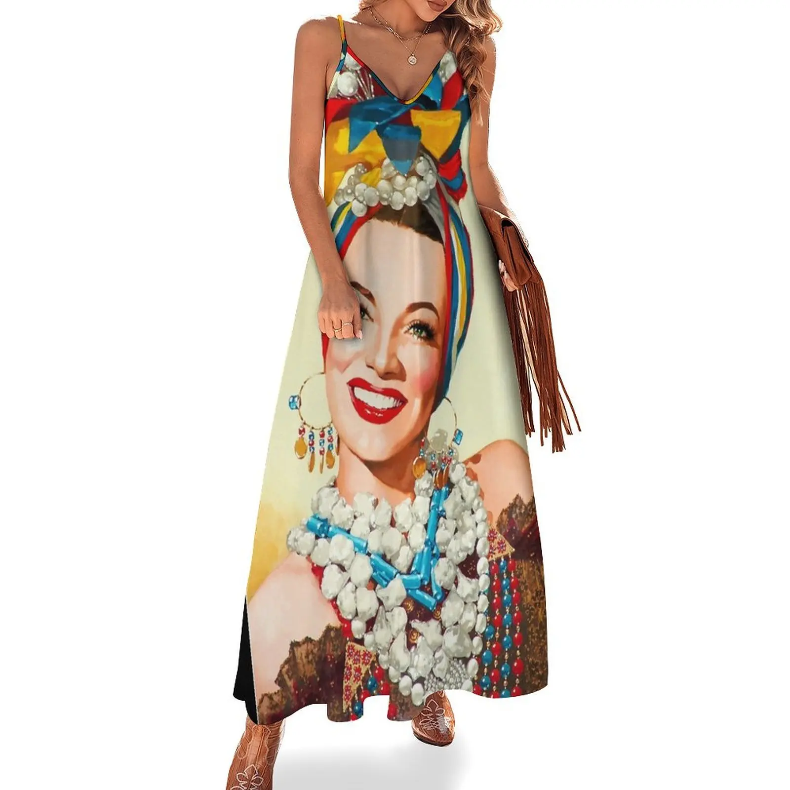 Painting of Carmen Miranda Sleeveless Long Dress Women long dress Clothing women's dresses luxury summer dress woman 2025