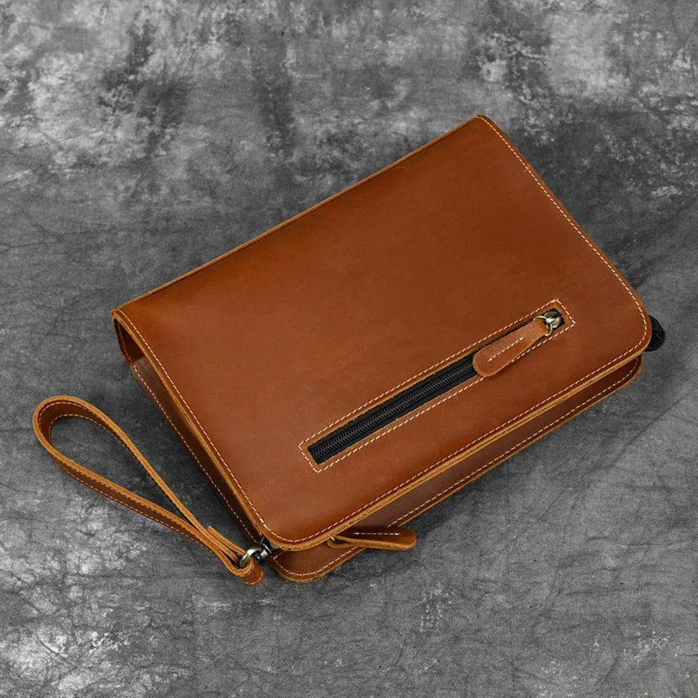 Handbag Business Versatile Premium Wallet with Stylish Simple Handstrap Large Capacity Men's Handbag Retro HandbagFirstCowhide