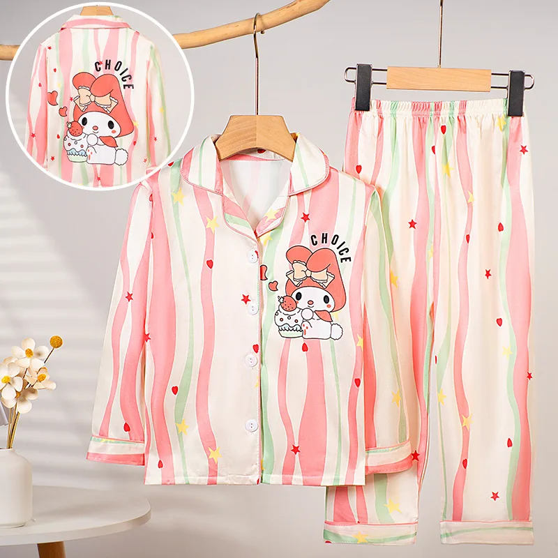 

Sanrio Kawaii Kuromi My Melody Anime Autumn Long Sleeve Pajamas Girl Heart Sweet Cute Cartoon Home Clothes Pants Gift for Kids