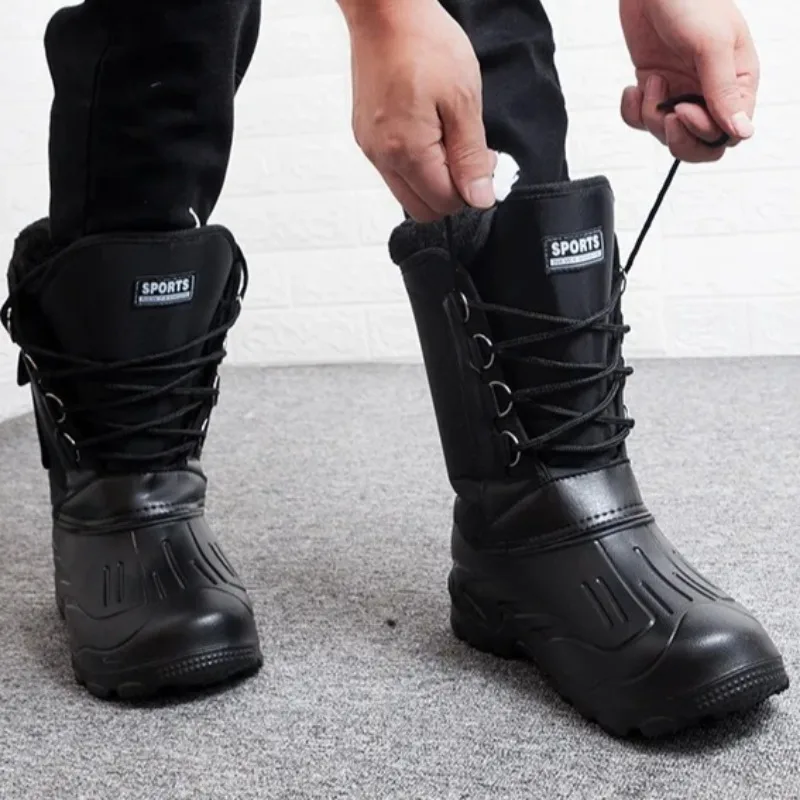 

New Mens Boots Quality Fleece Lined Snow Boots Winter Waterproof Non Slip Fishing Shoes for Man Comfort Work Boot Zapatos Hombre